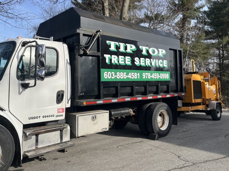 Tip Top Tree Service truck with log chipper